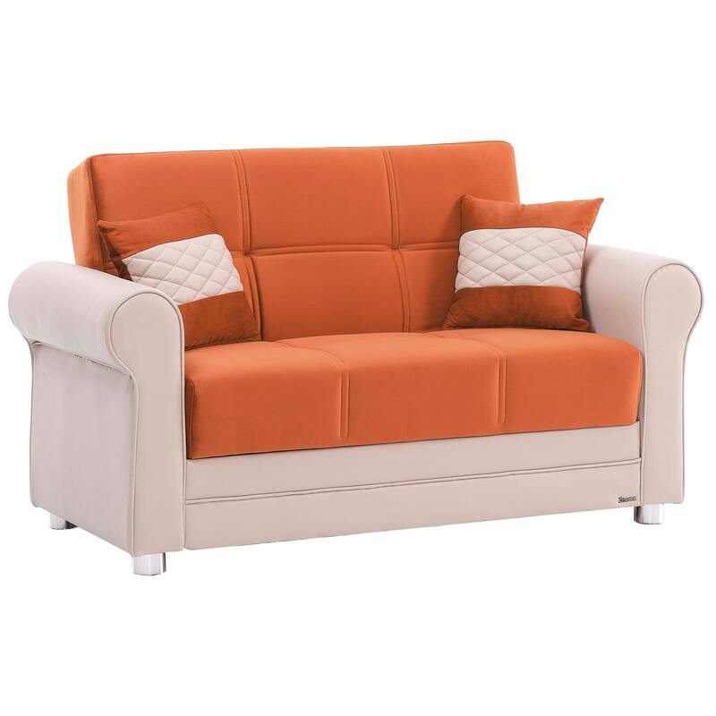 Collection Upholstered Convertible Loveseat With Storage