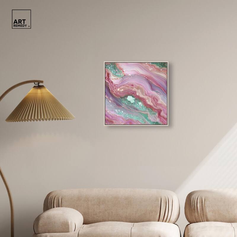Pink and Mint Crystal II Canvas by Art Remedy