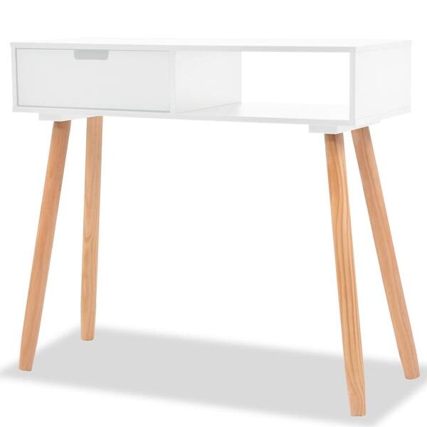 slide 2 of 4, vidaXL Console Table Solid Pinewood 31.5"x11.8"x28.3" White