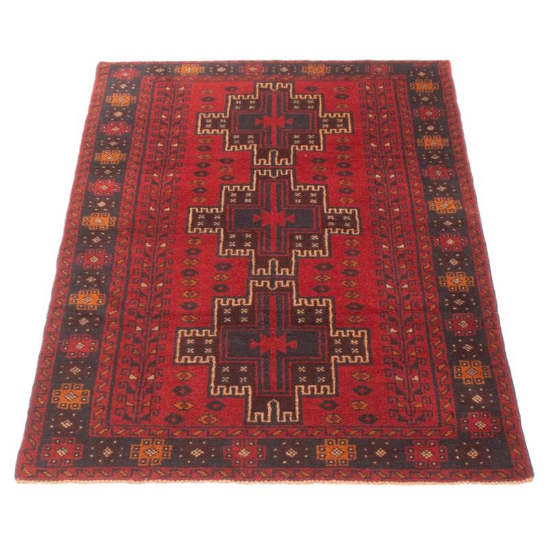 ECARPETGALLERY Hand-knotted Baluch Red Wool Rug - 3'9 x 6'1