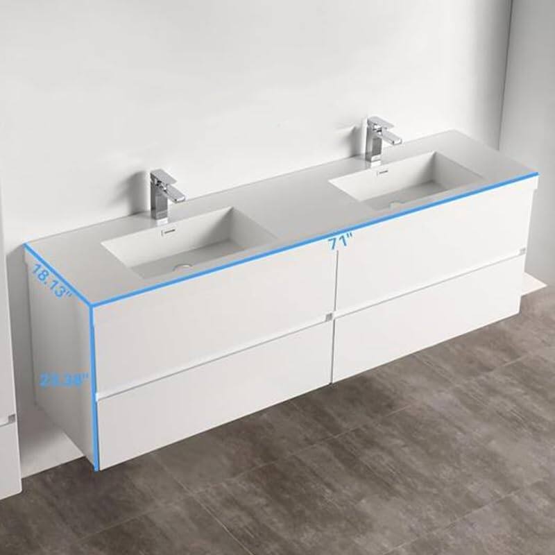 Blossom Assisi 72 Inch Wall Mounted Bathroom Vanity with Sink