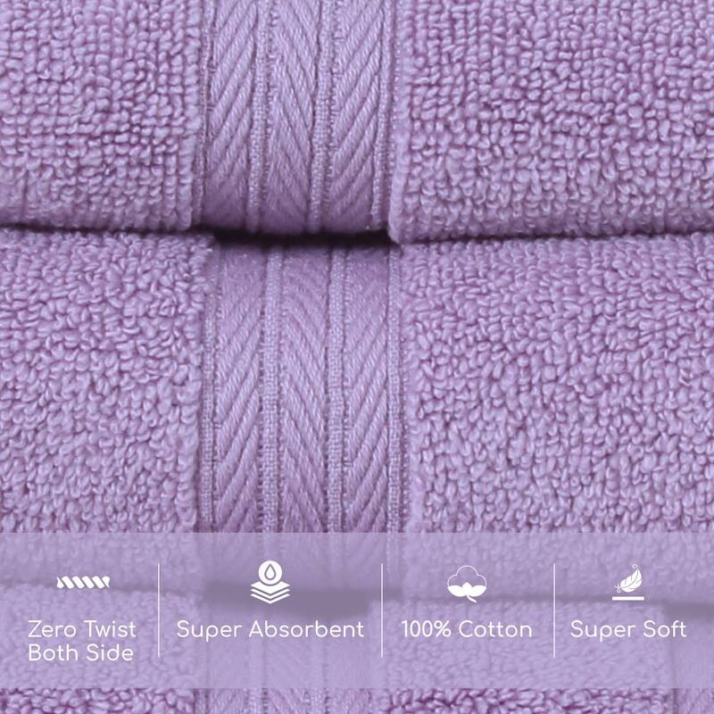 Home Weavers Elegance Essentials 550GSM Cotton Zero Twist Super Absorbent Bath Towel Set of 8