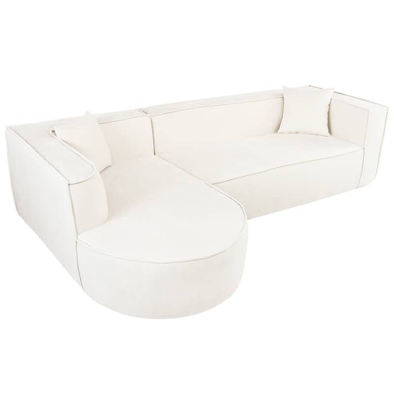 109.2" Chenille L-Shaped Sectional Sofa with 3 Seater and Throw Pillows