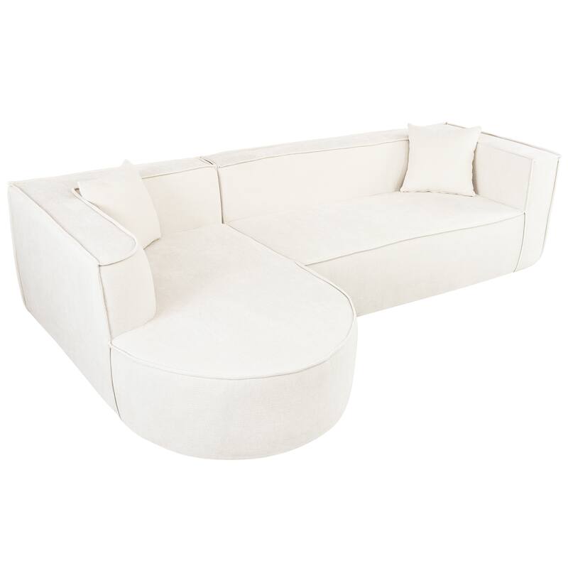 Modular L-Shape Sectional Sofa with Chaise, High Density Sponge Sectional Sofa, Chenille Fabric Sofa with 2 Throw Pillows