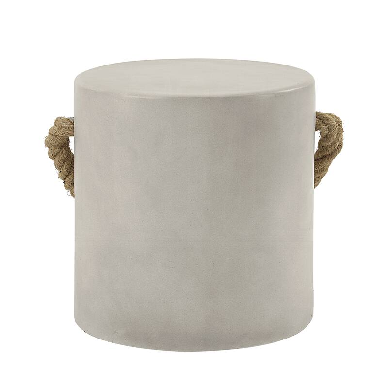 Environmental Friendly Cement Accent Table with Rope Handle in Natural Gray