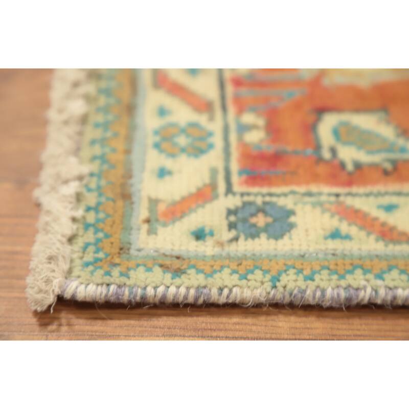 Hand Knotted Oriental 100% Wool Carpet Traditional Floral Oranges & Rust Tabriz Area Rug - 4' 8'' X 3' 2''