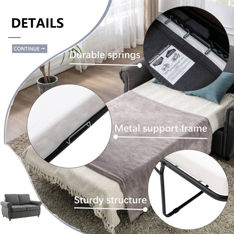 Merax Pull Out Sofa Bed Loveseat Sleeper with Twin Size Memory Mattress