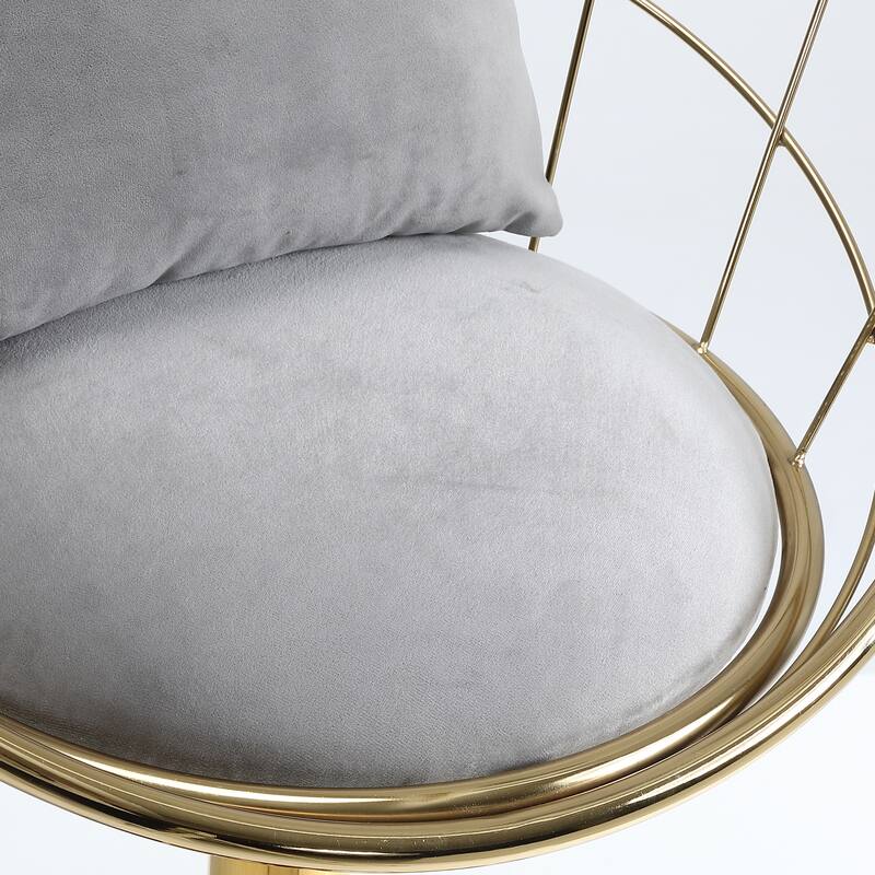 Velvet Bar Chair, Pure Gold Plated, 360 Degree Rotation, Adjustable Height, For Dinning Room And Bar, Set Of 2