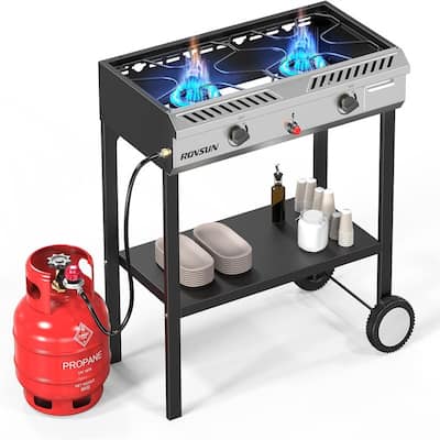 2 Burner 150,000 BTU Gas Propane Stove With Wheels