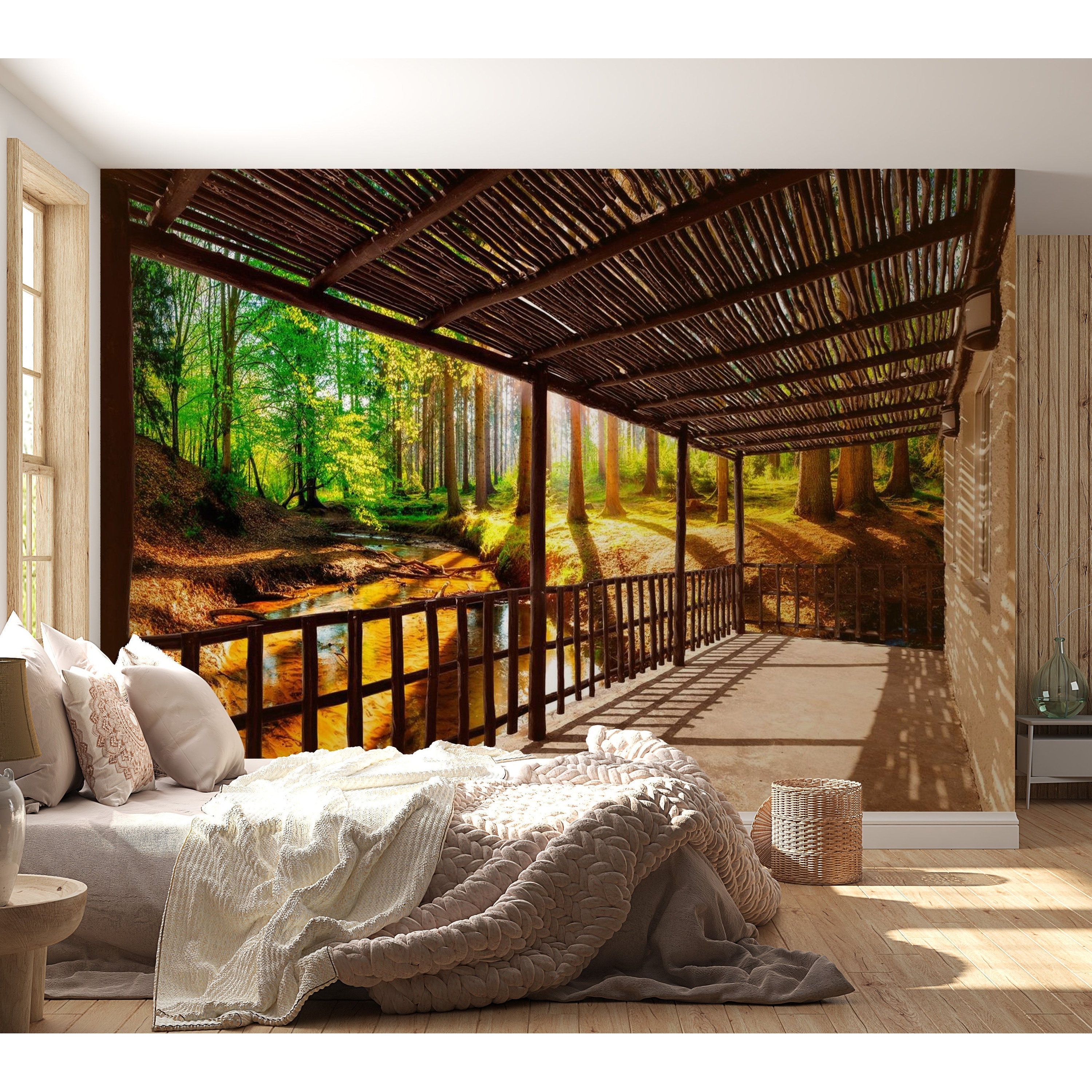 Landscape Nonpasted Wallpaper Wall Mural Forest Brook Bed Bath