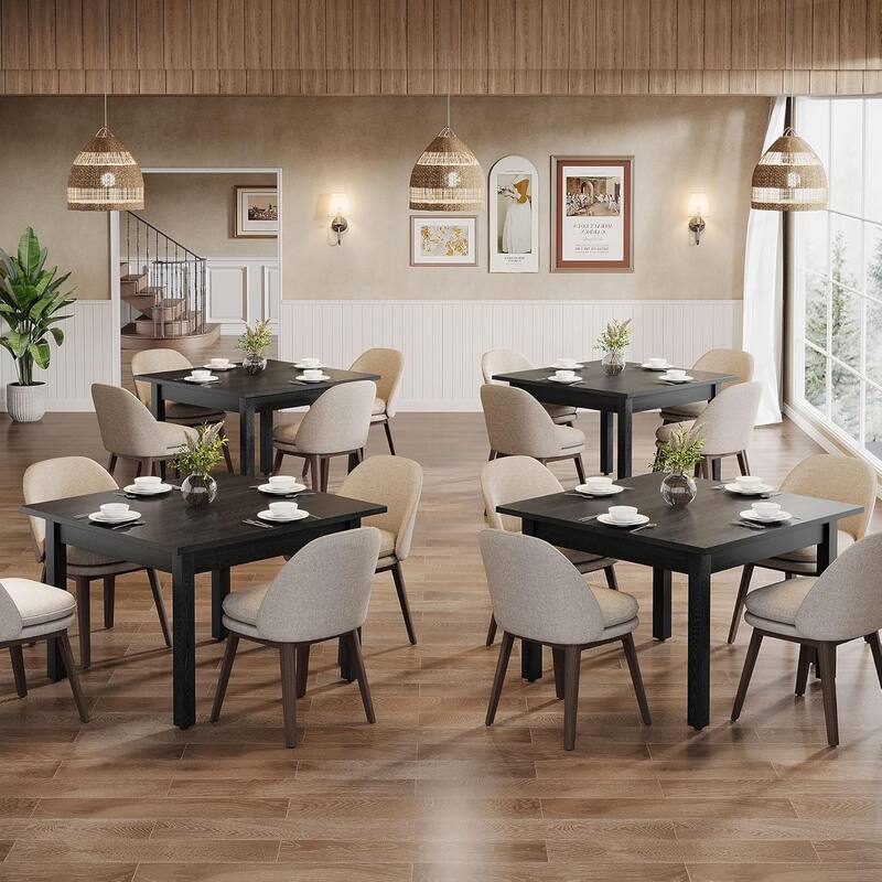 Square Wood Dining Table, Farmhouse Kitchen Table for Living/Dining Room