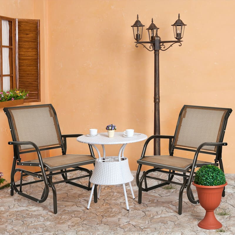 2PCS Patio Swing Glider Chair Single Rocking Chair Yard Outdoor