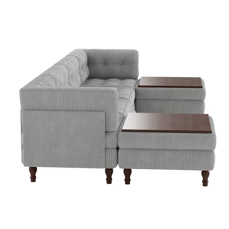 Oversized Modular Sectional Corduroy Fabric Tufted Sofa