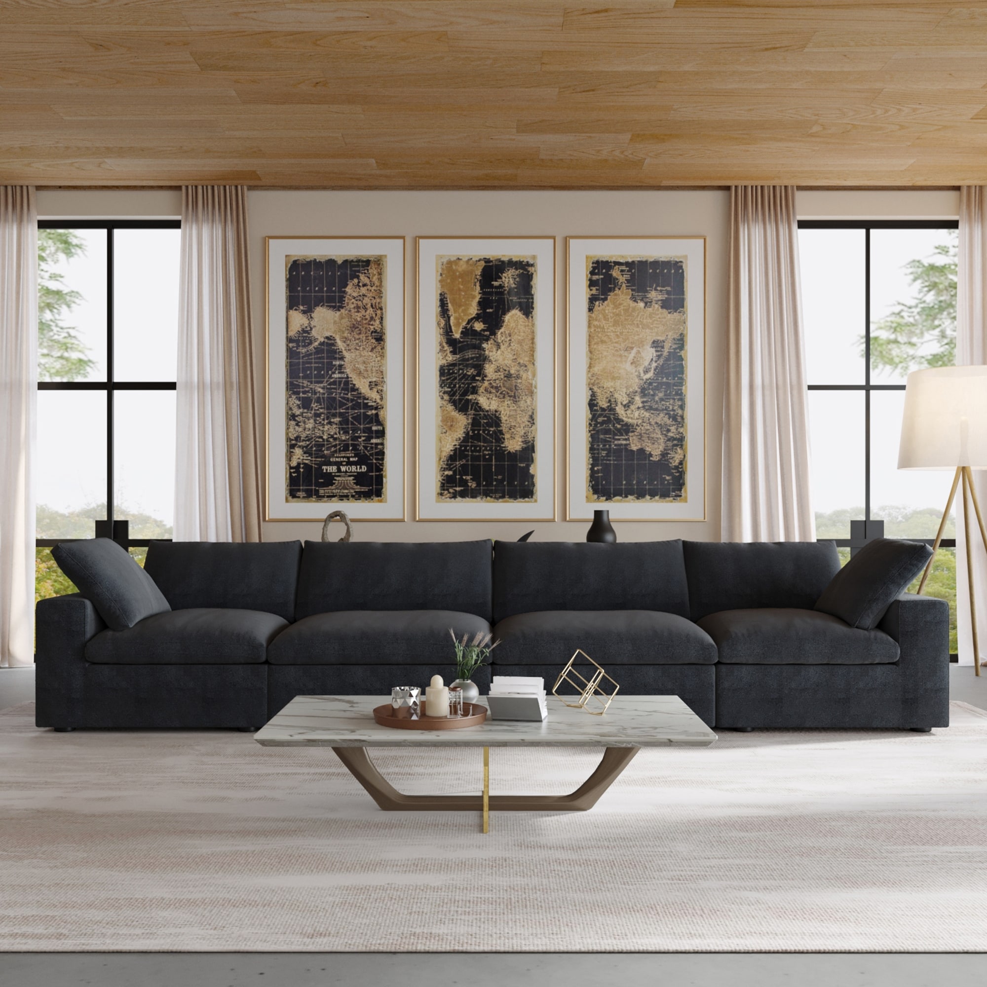 4-Seater Modular Sectional Couches for Living Room, Modern Modular Convertible Sofa Couch