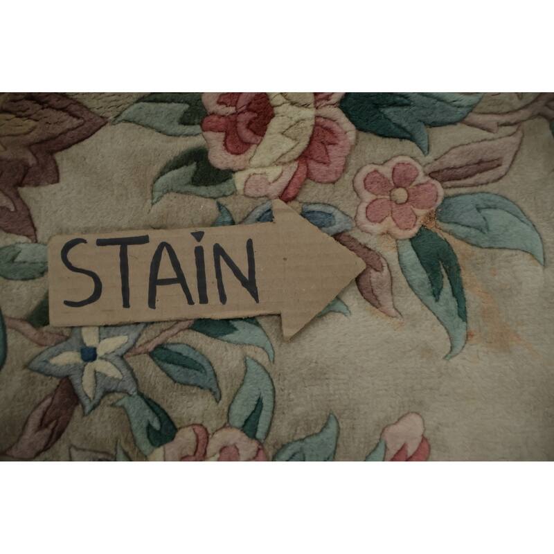 Hand Knotted Oriental 100% Wool Carpet Traditional Floral Beige & Ivories Art Deco Area Rug - 18' 2'' X 9' 11''