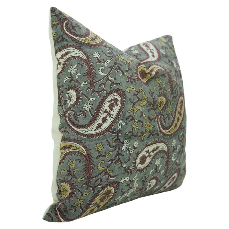 Fabdivine Paisley Home Accent Cushion Cover 26x26 Inch for Soft Pure Linen Sofa, Chair or Couch, Farmhouse Pillowcase, Kiara
