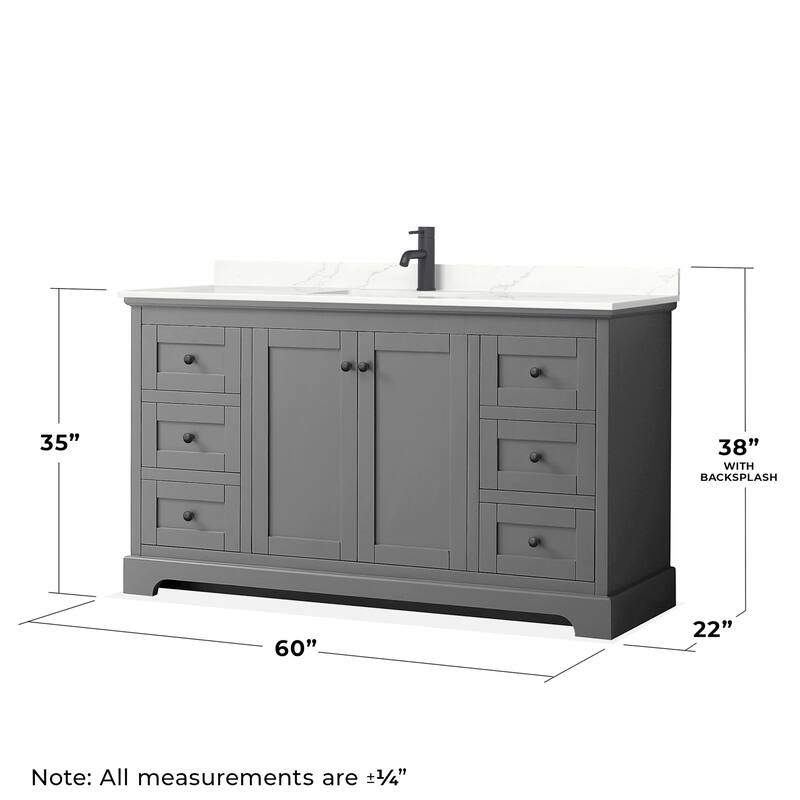 Wyndham Collection WCV232360S-QTZ-UNSMXX Avery 60" Free Standing