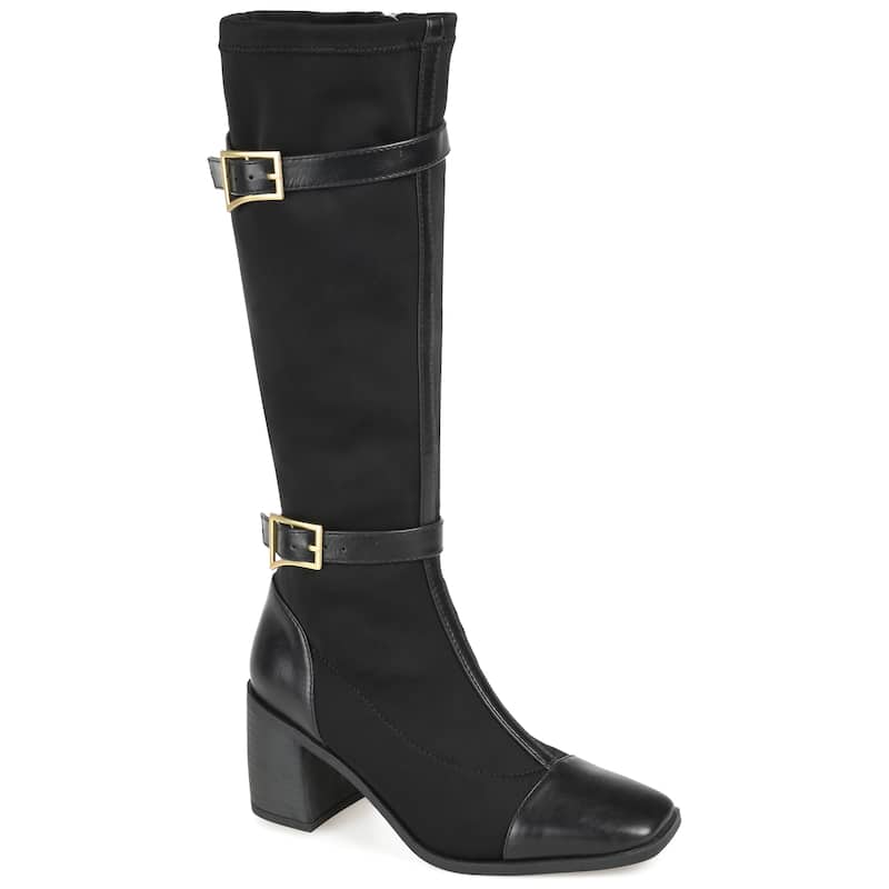 Journee Collection Women's Gaibree Stacked Heel Knee High Boots - Medium - Black - 6.5