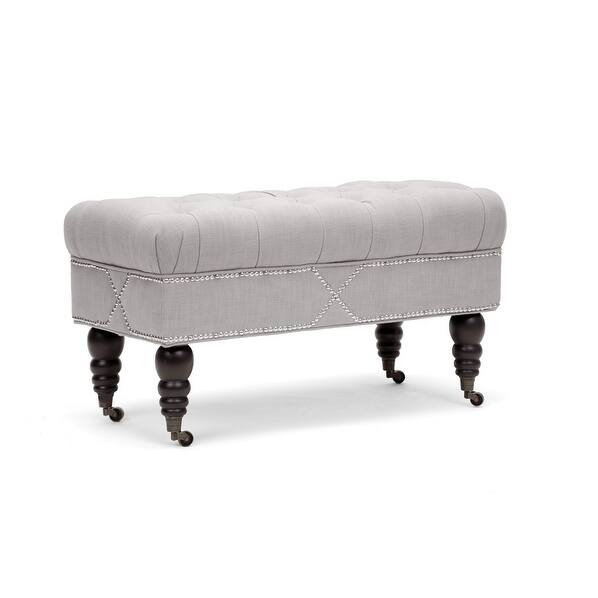 Shop Hildebrand Beige Linen Modern Tufted Bench Overstock 13999397