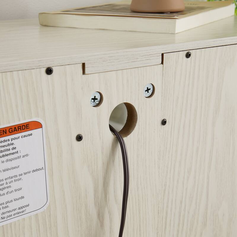 GDFStudio - Traditional Storage Lighted Curio Display Cabinet with Glass Doors and Drawer