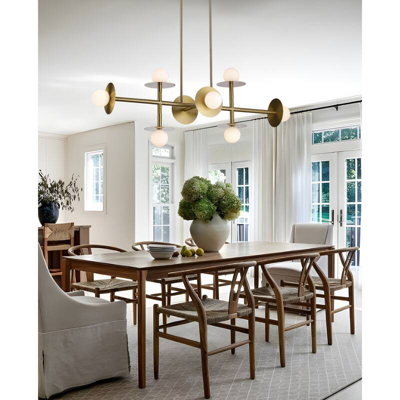 Modern 8-Light Sputnik Linear Island Chandelier