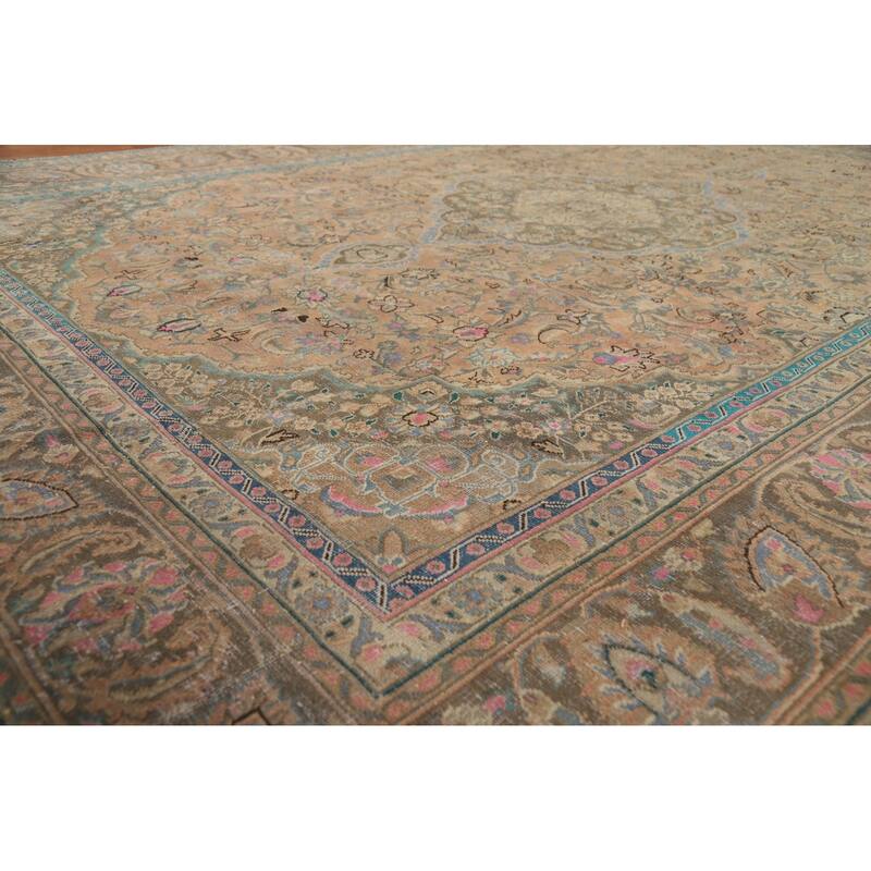 Traditional Mashad Persian Area Rug Handmade Wool Carpet - 9'3" x 12'10"