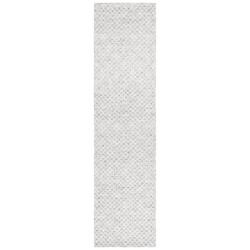 SAFAVIEH, Handmade Ebony Juozapa Modern Wool Rug - 2'3" x 9' Runner - Grey/Ivory