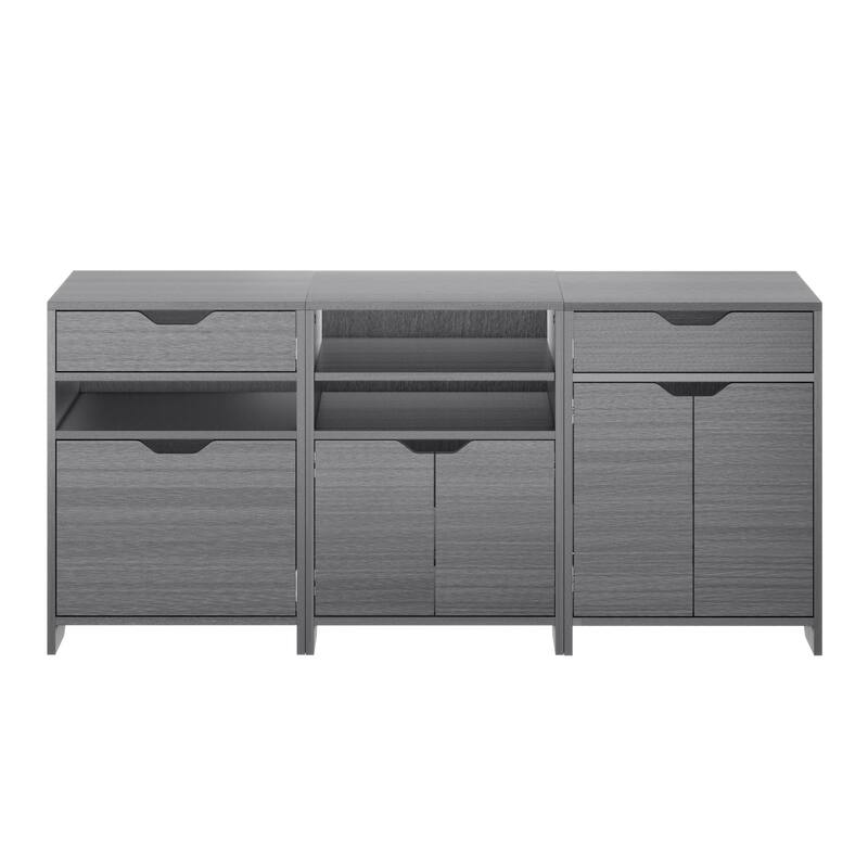3-Piece Storage Cabinet Set - 26.25" - Charcoal Gray