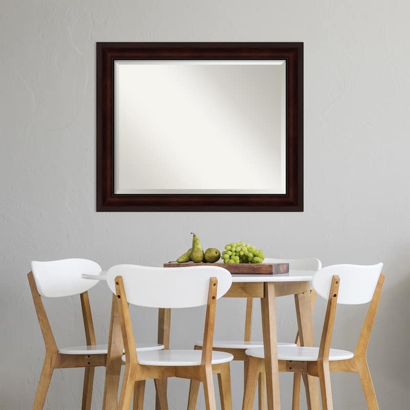 Beveled Wall Mirror - Coffee Bean Brown Frame - Coffee Bean Brown