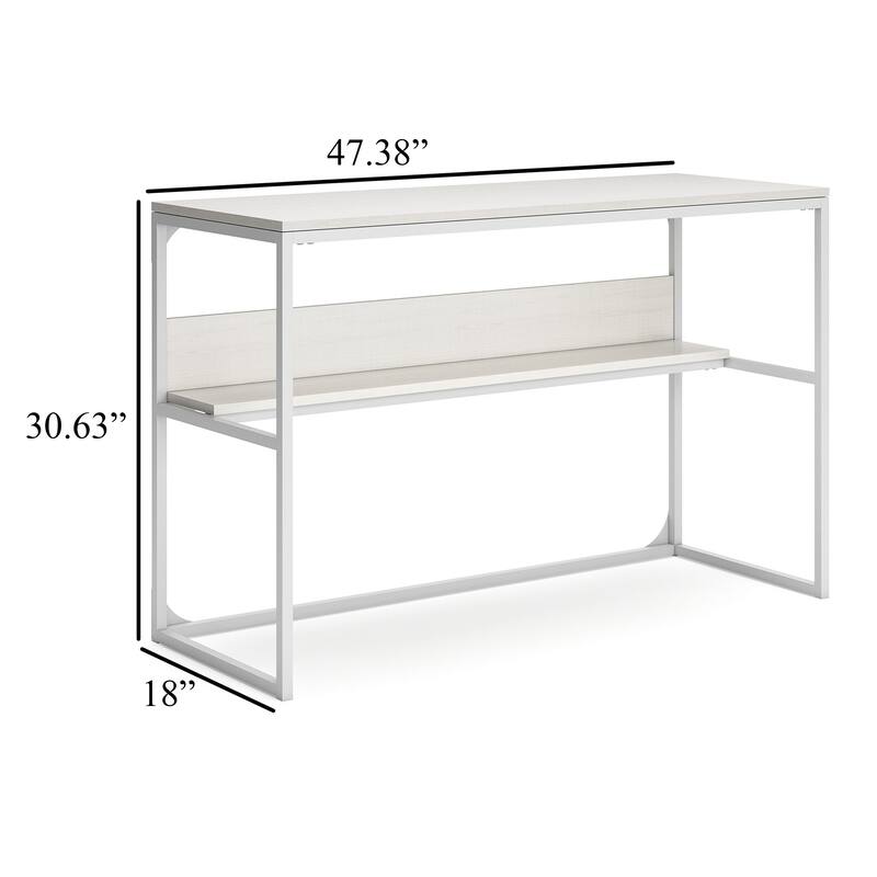 Deni Home Office Desk, 1 Shelf, White Wood, Metal Frame, 47 Inch