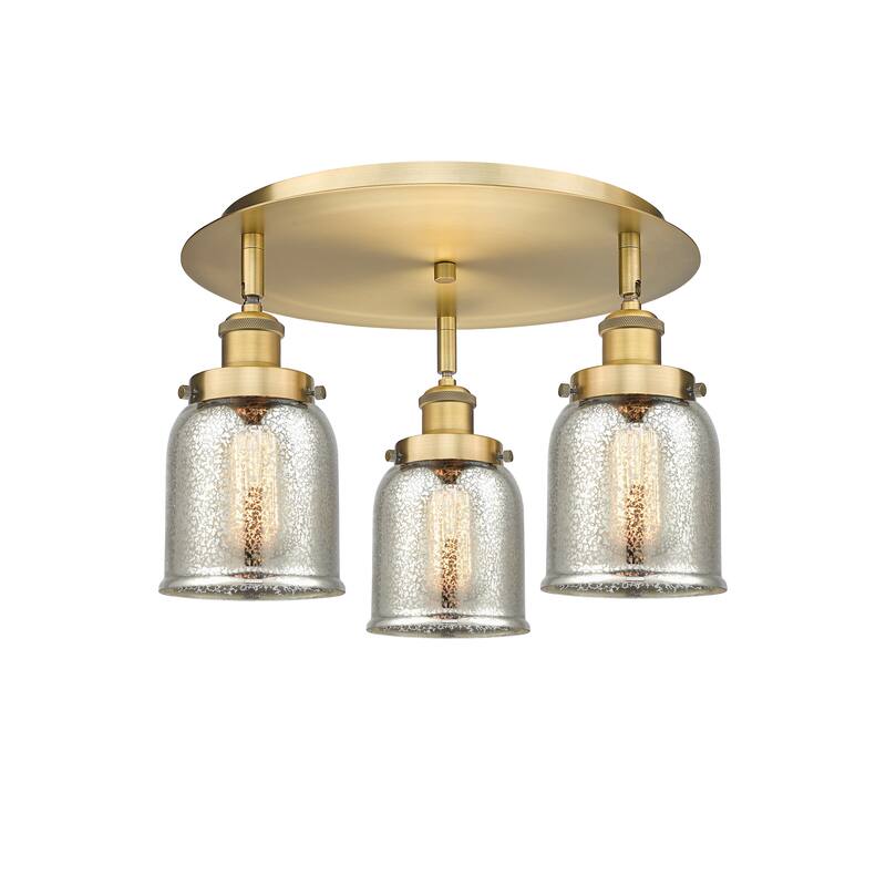 Innovations Lighting Bell - 3 Light 17" Flush Mount - Silver Plated Mercury/Brushed Brass