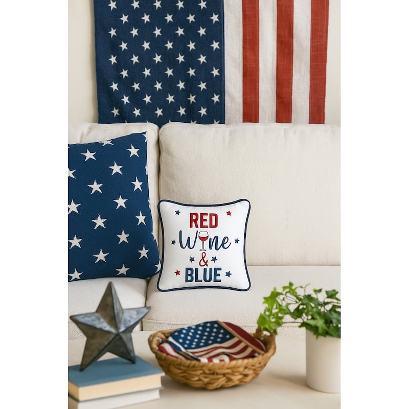 10" x 10" Patriotic Stars Small/Petite Embroidered Funny Humor Accent Pillow