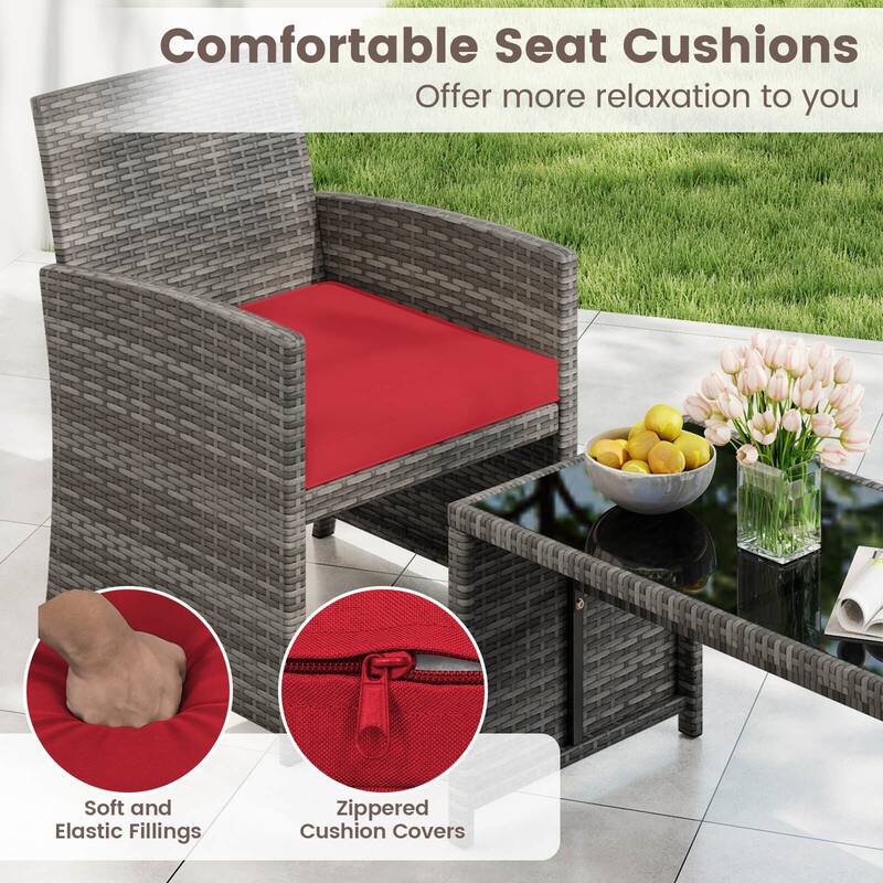 Costway 8 PCS Patio Conversation Set with Seat Cushions & Tempered - See Details