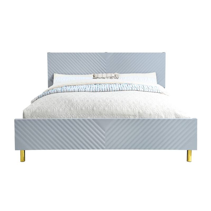 High Gloss Bed(Only Bed) - Gray - King