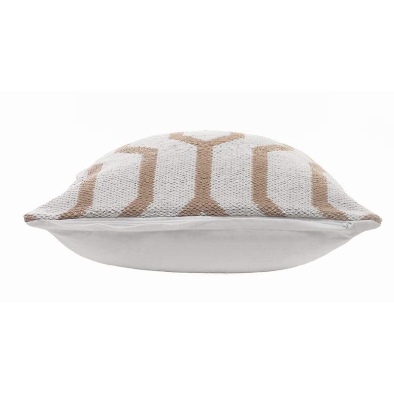 Sevita Hazelnut and White Geometric Throw Pillow