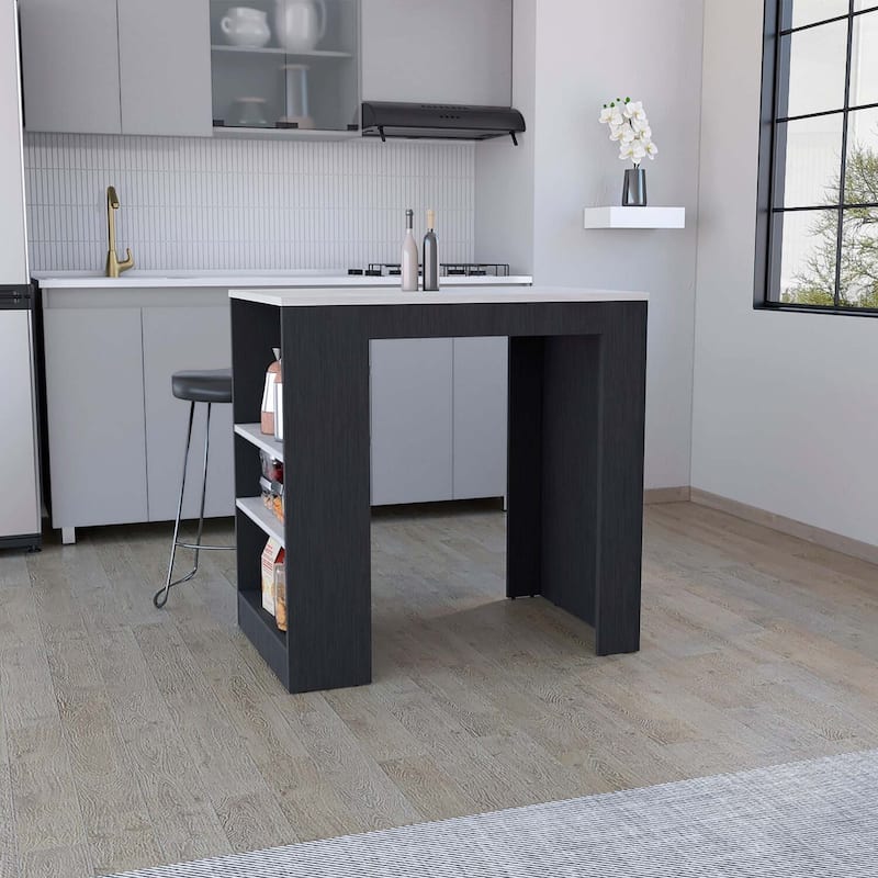 Kitchen Island Cart with Shelves - Rolling Kitchen Storage Island, Dining Table, Prep Station - 36" x 23" x 36"