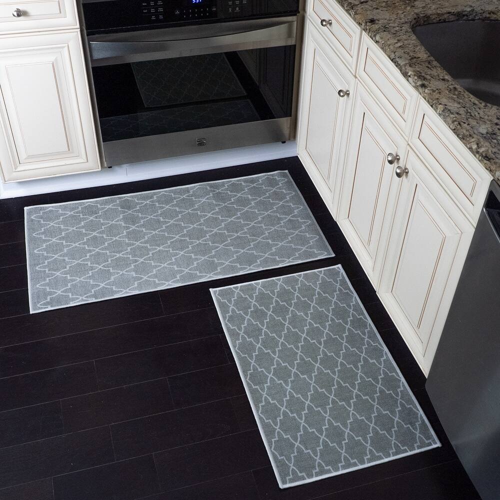 Non-skid Washable Kitchen Runner Rugs (Set of 2) - Set of 44 x 24 and 31.5 x 20 Inches