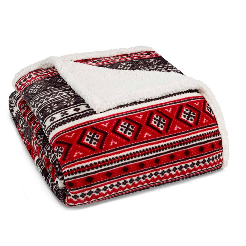 Eddie Bauer Ultra Plush Super Soft & Cozy- Reversible Throw Blankets - Classic Fair Isle