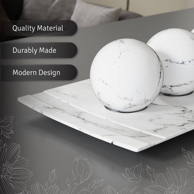 Creative Scents White Marble Home Decor Tray and Orb Set