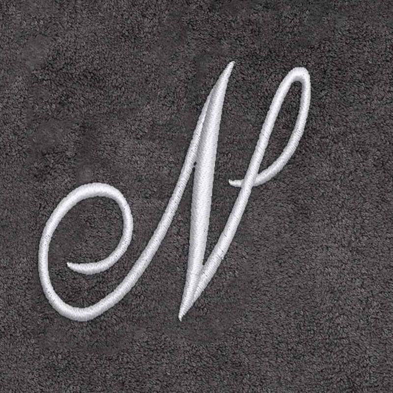 Avanti Granite with Silver Script Monogram Bath Towel Letter N - Hand Towel