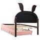 preview thumbnail 34 of 46, Upholstered platform bed with headboard with shelves and drawers