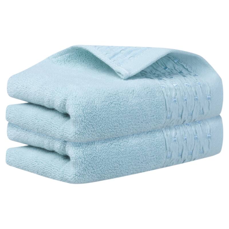 Embroidery Pattern Hand Towels Set, Cotton Comfortable Hand Towels for Bathroom, Kitchen 14" x 30" Blue