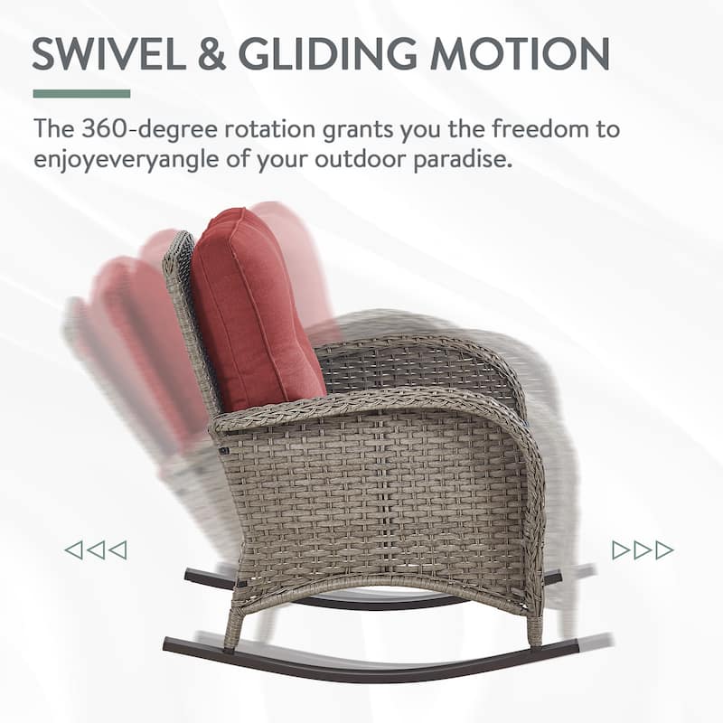 Pocassy 3-Piece Outdoor Rocking Chairs with Side Table Patio Rocker Chairs Bistro Set