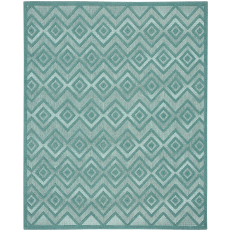 Nourison Versatile Indoor/Outdoor Geometric Flatweave Area Rug - 7' x 10' - Aqua/Teal