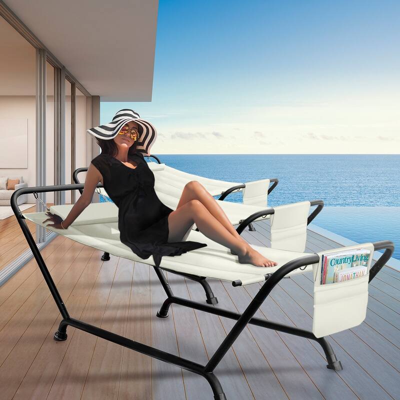 Sorbus Hammock Bed with Stand, Features Deluxe Pillow and Storage Pockets, Supports 500 Pounds