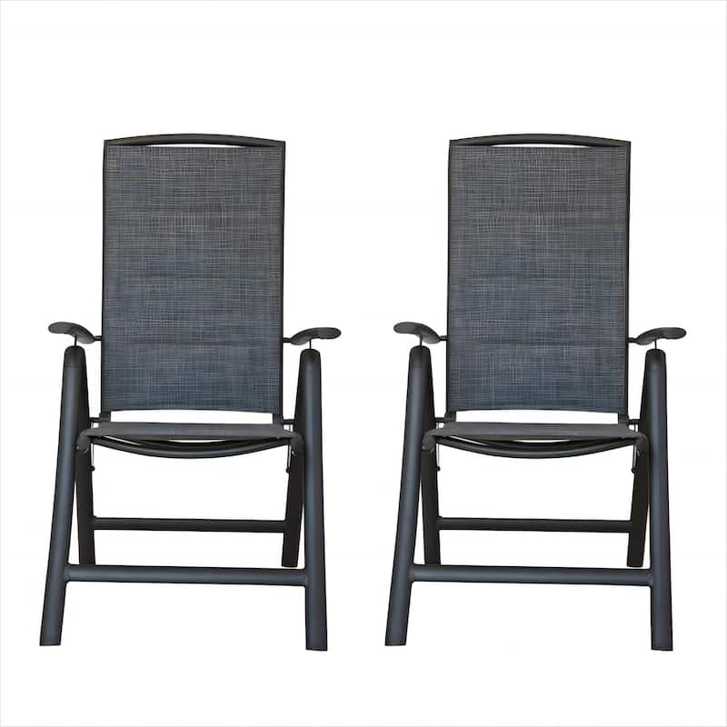 Outdoor Folding 2 Piece Patio Dining Chairs with Cushion, Adjustable High Backrest for Restaurant Backyard Lawn Bedroom Garden - Brown