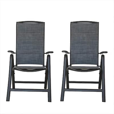 Outdoor Folding 2 Piece Patio Dining Chairs with Cushion, Adjustable High Backrest for Restaurant Backyard Lawn Bedroom Garden