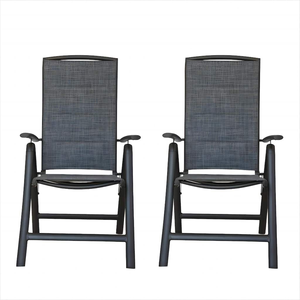 Outdoor Folding 2 Piece Patio Dining Chairs with Cushion, Adjustable High Backrest for Restaurant Backyard Lawn Bedroom Garden