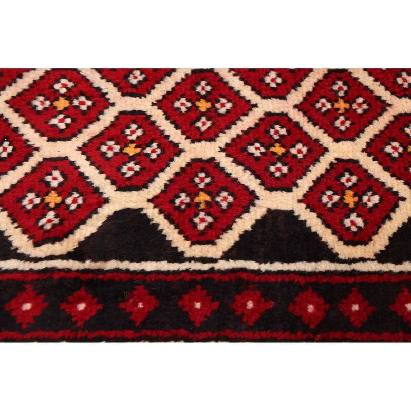 ECARPETGALLERY Hand-knotted Baluch Red Wool Rug - 3'8 x 6'7