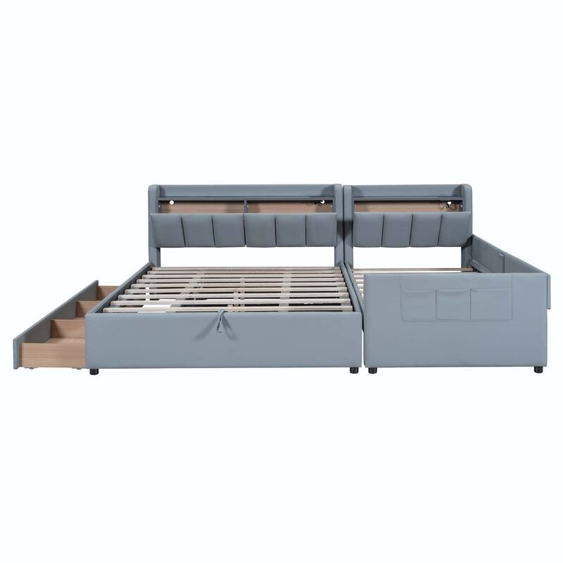 Twin XL Size Upholstered Platform Bed with Hydraulic Storage System